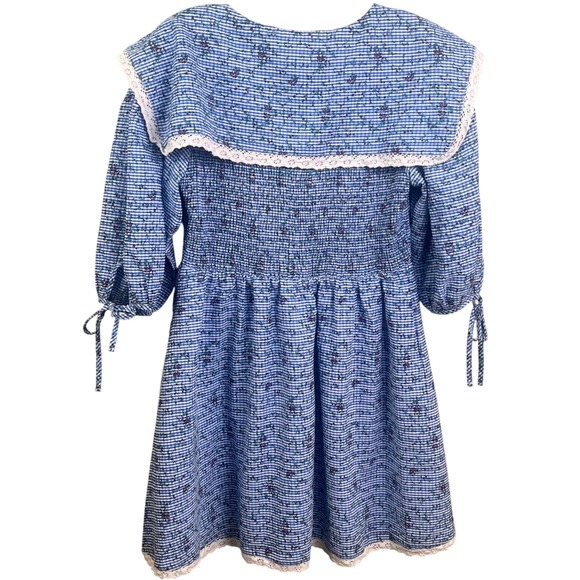 Urban Outfitters Marseille Blue White Gingham Smocked Babydoll Mini Dress Large - Picture 4 of 7
